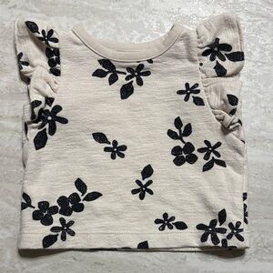 Cat & Jack Cream and Black Floral Kids Tee